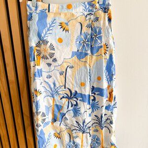 Nicole Miller Womens 100% Linen Tropical Beach Wrap Skirt Swim Cover (XL)